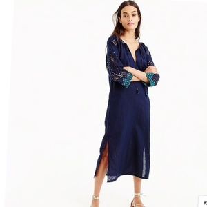 J.Crew Eyelet Caftan Cover-up Dress in Navy/Green